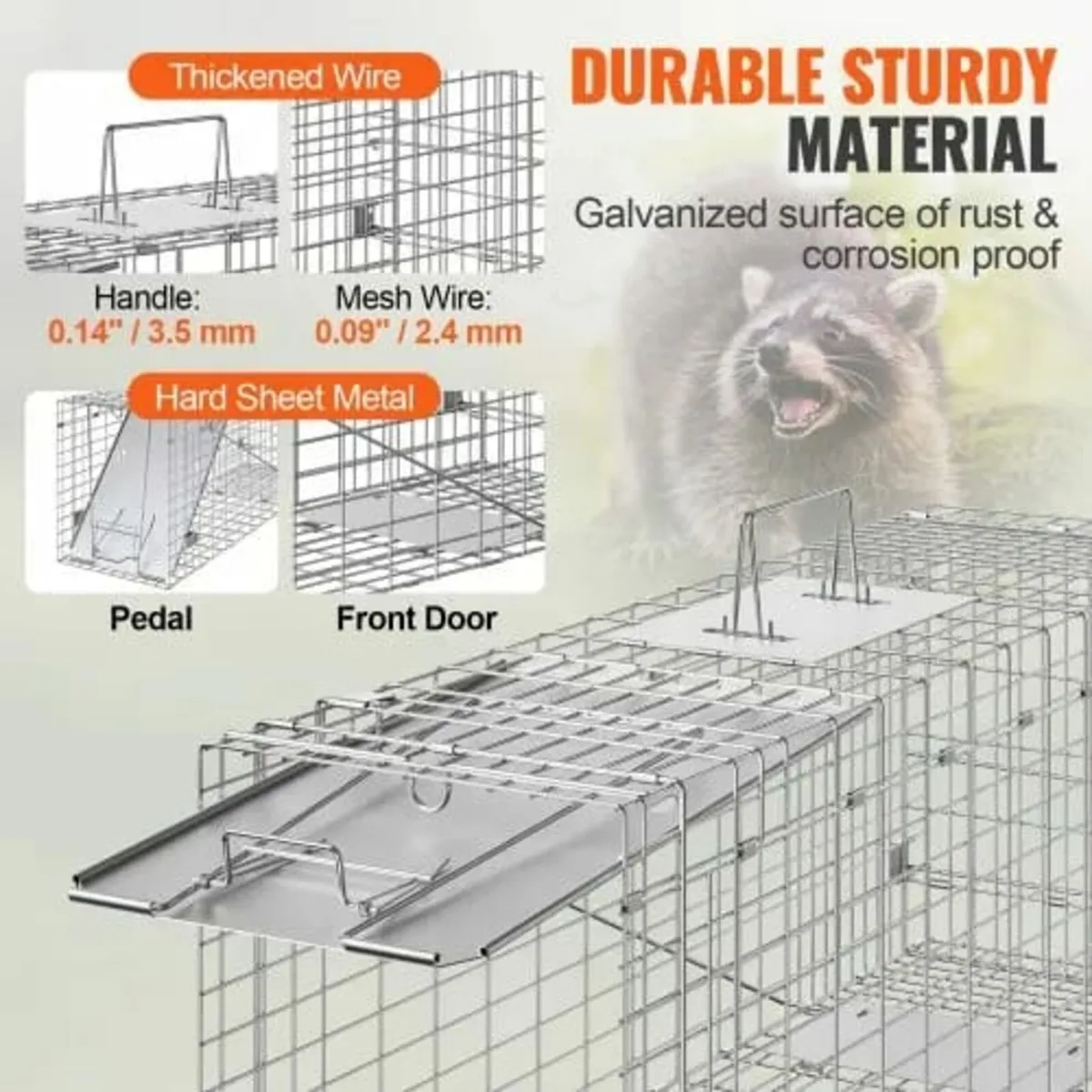 Live Animal Cage Trap, 79 x 25 x 30.5 cm Humane Ca - Image 3