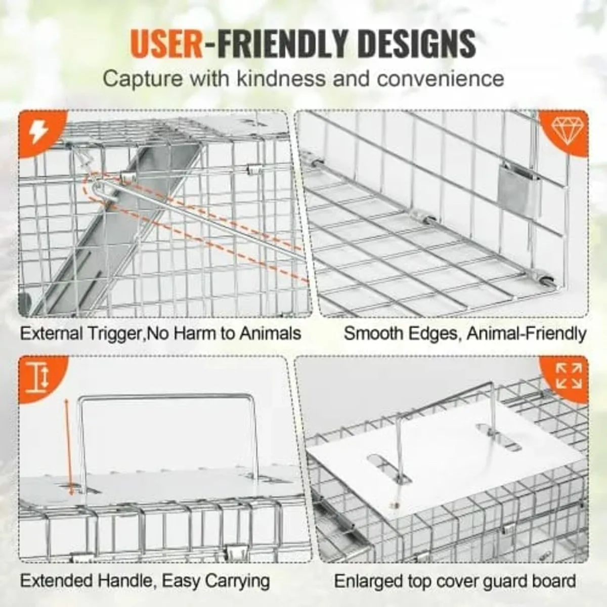 Live Animal Cage Trap, 61 x 20.3 x 20.3 cm Humane - Image 2