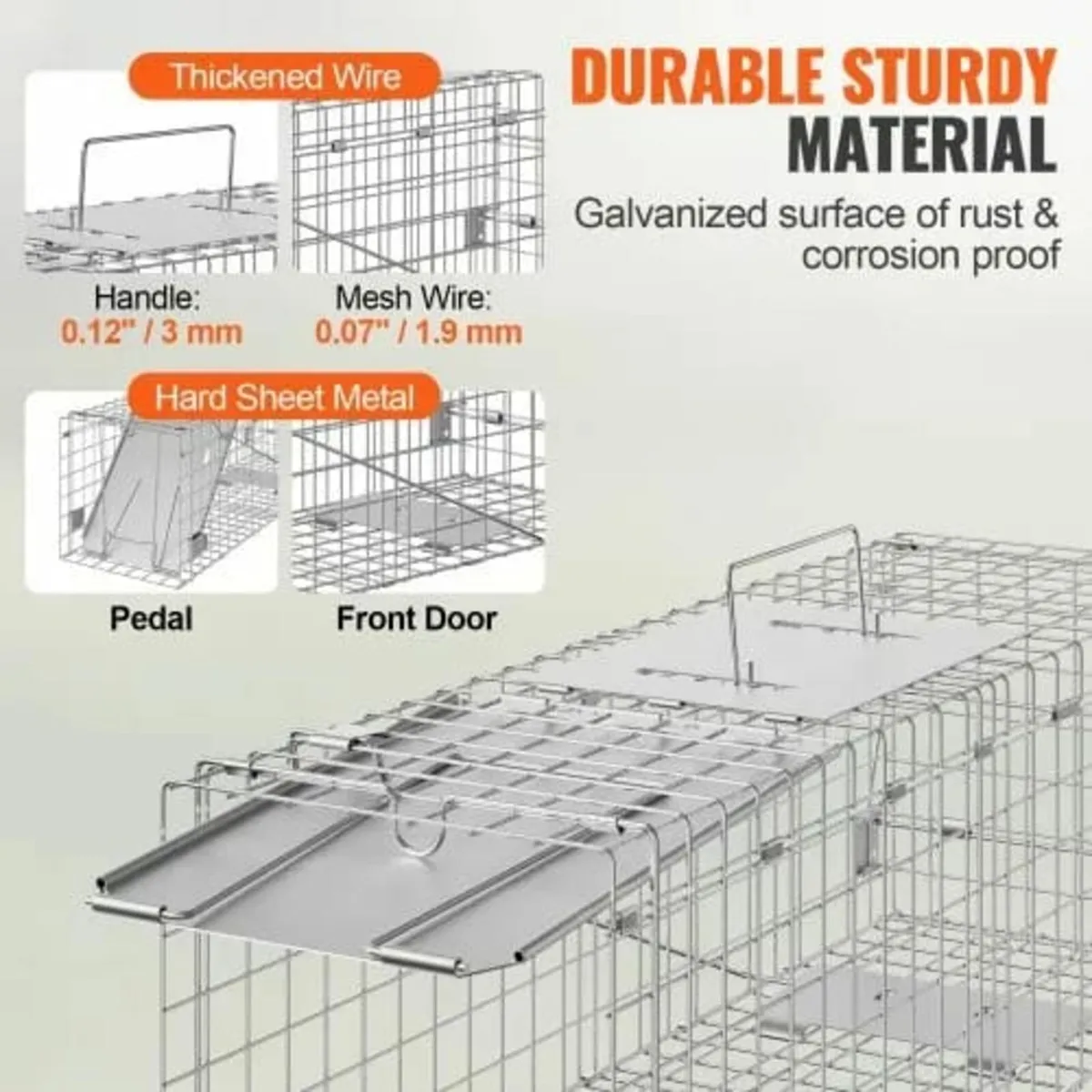 Live Animal Cage Trap, 61 x 20.3 x 20.3 cm Humane - Image 3