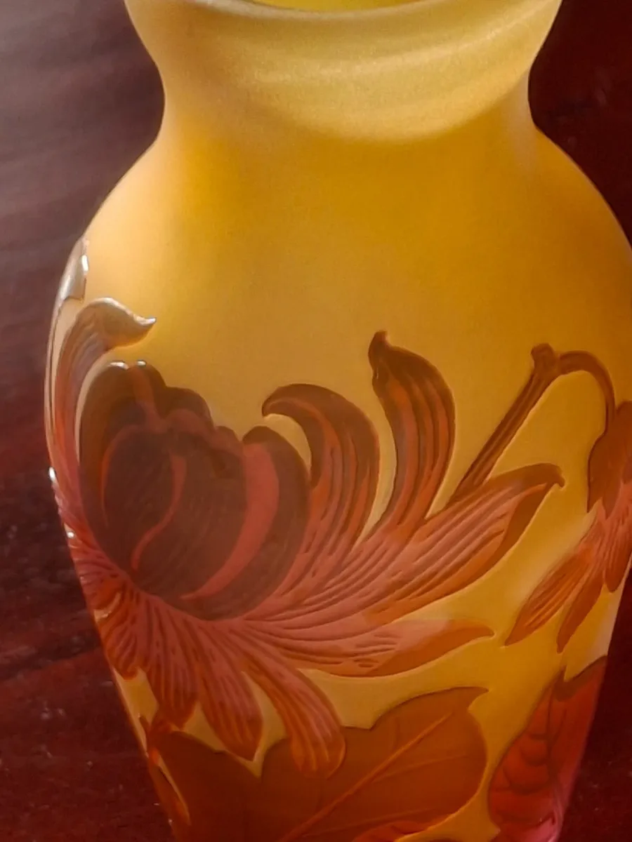 Signed Art Nouveau Cameo Glass Vase (French... - Image 2