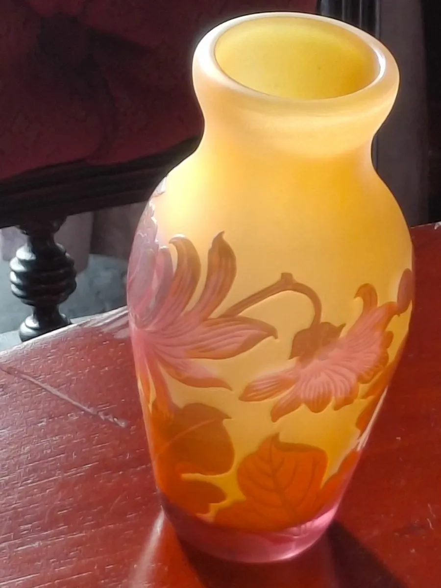 Signed Art Nouveau Cameo Glass Vase (French... - Image 3