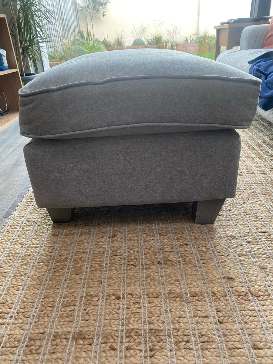 Grey couch and pouffe - Image 3