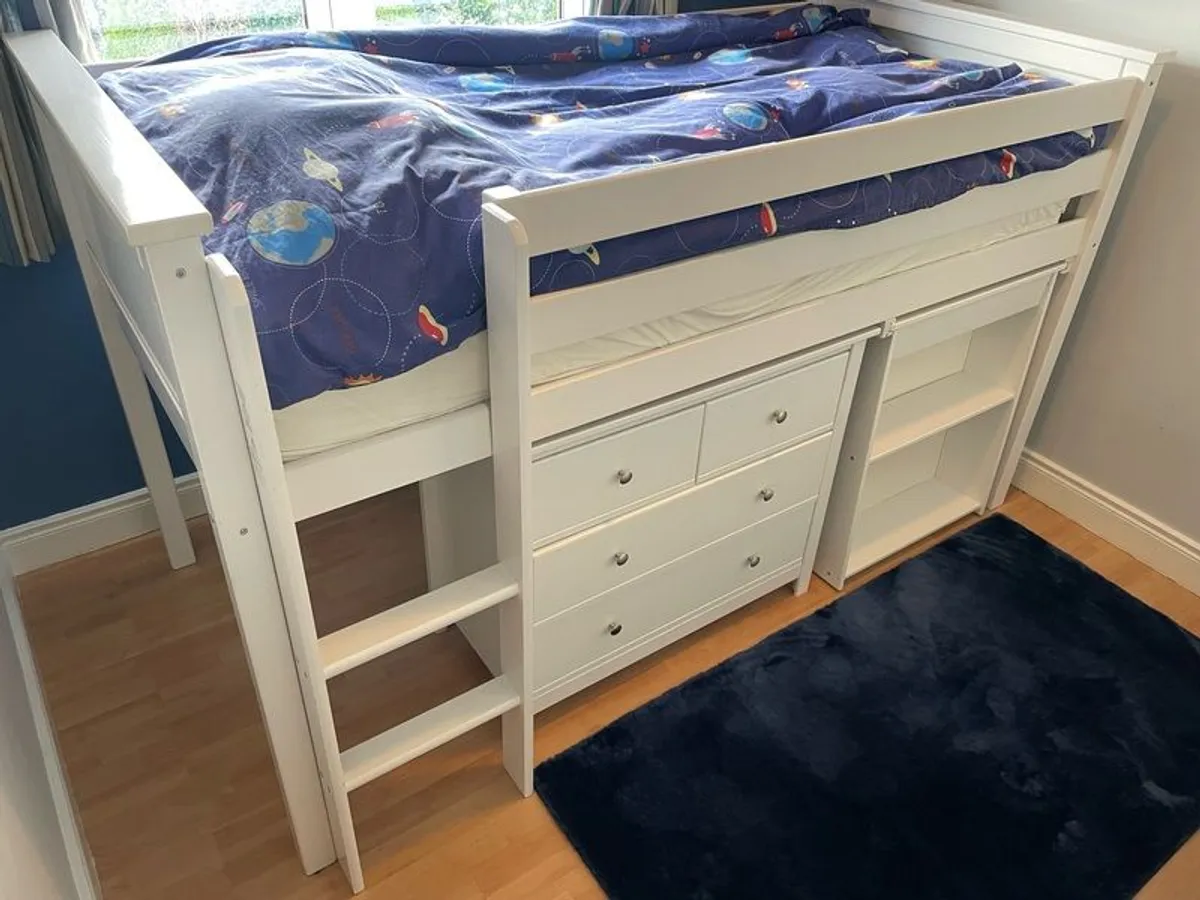 Mid Sleeper Bed with Desk and Chest of Drawers - Image 1