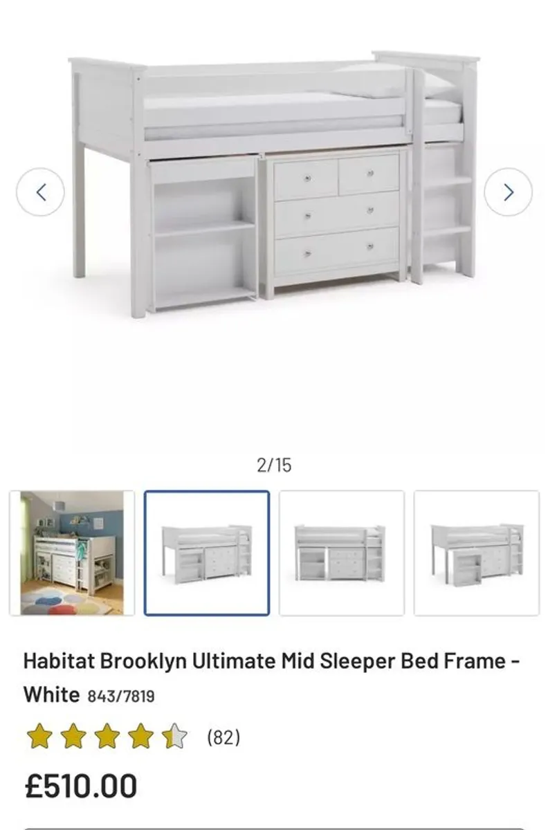 Mid Sleeper Bed with Desk and Chest of Drawers - Image 3