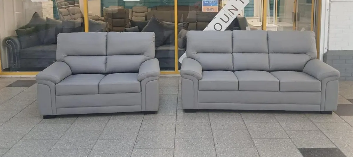 Bromley Gretal 3+2 Seater Leather/Fabric Sofa - Image 1