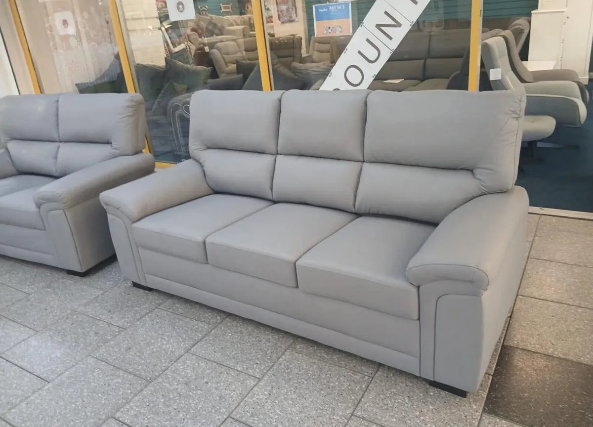 Bromley Gretal 3+2 Seater Leather/Fabric Sofa - Image 2