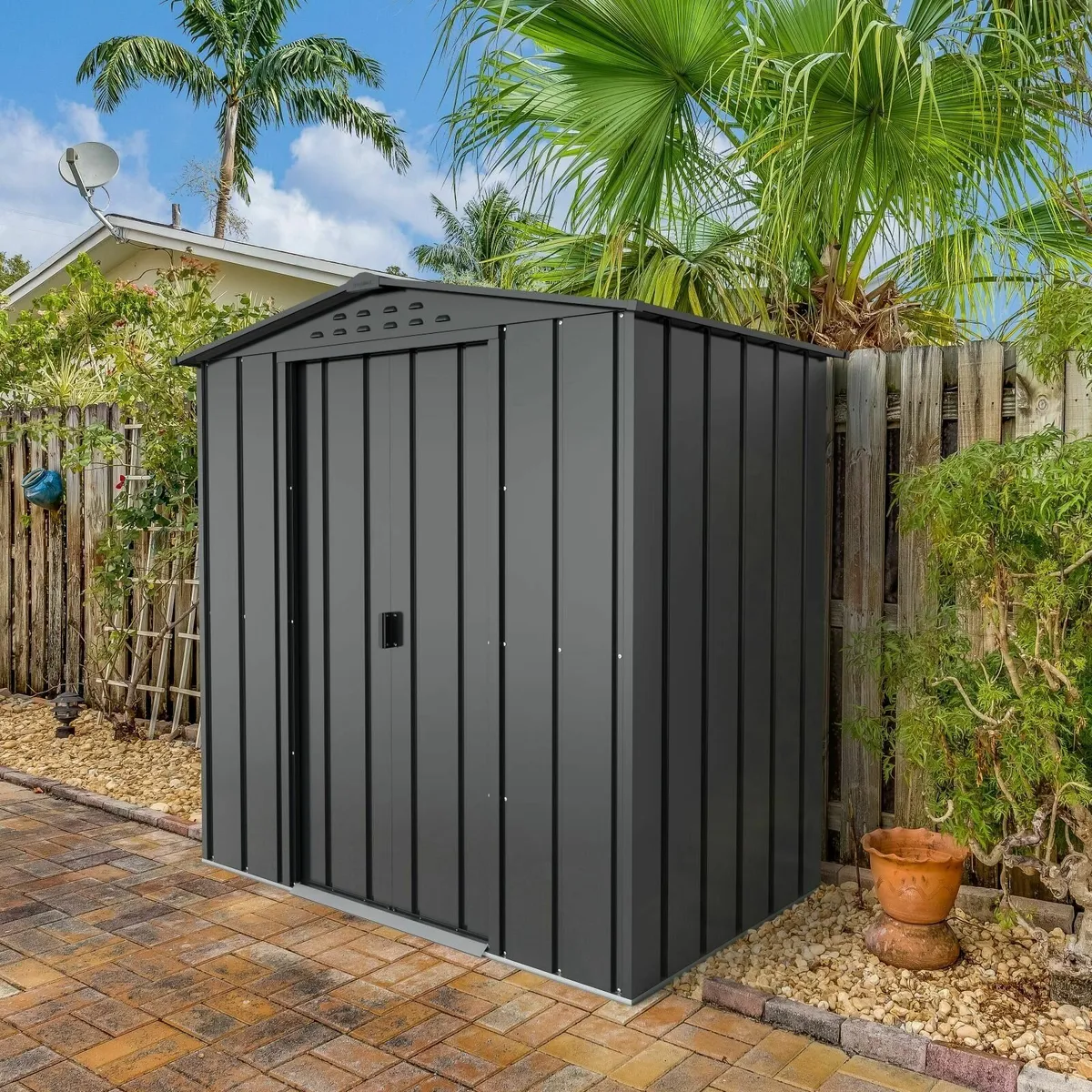 6×4 TOP Steel Shed – Anthracite Grey - Image 1