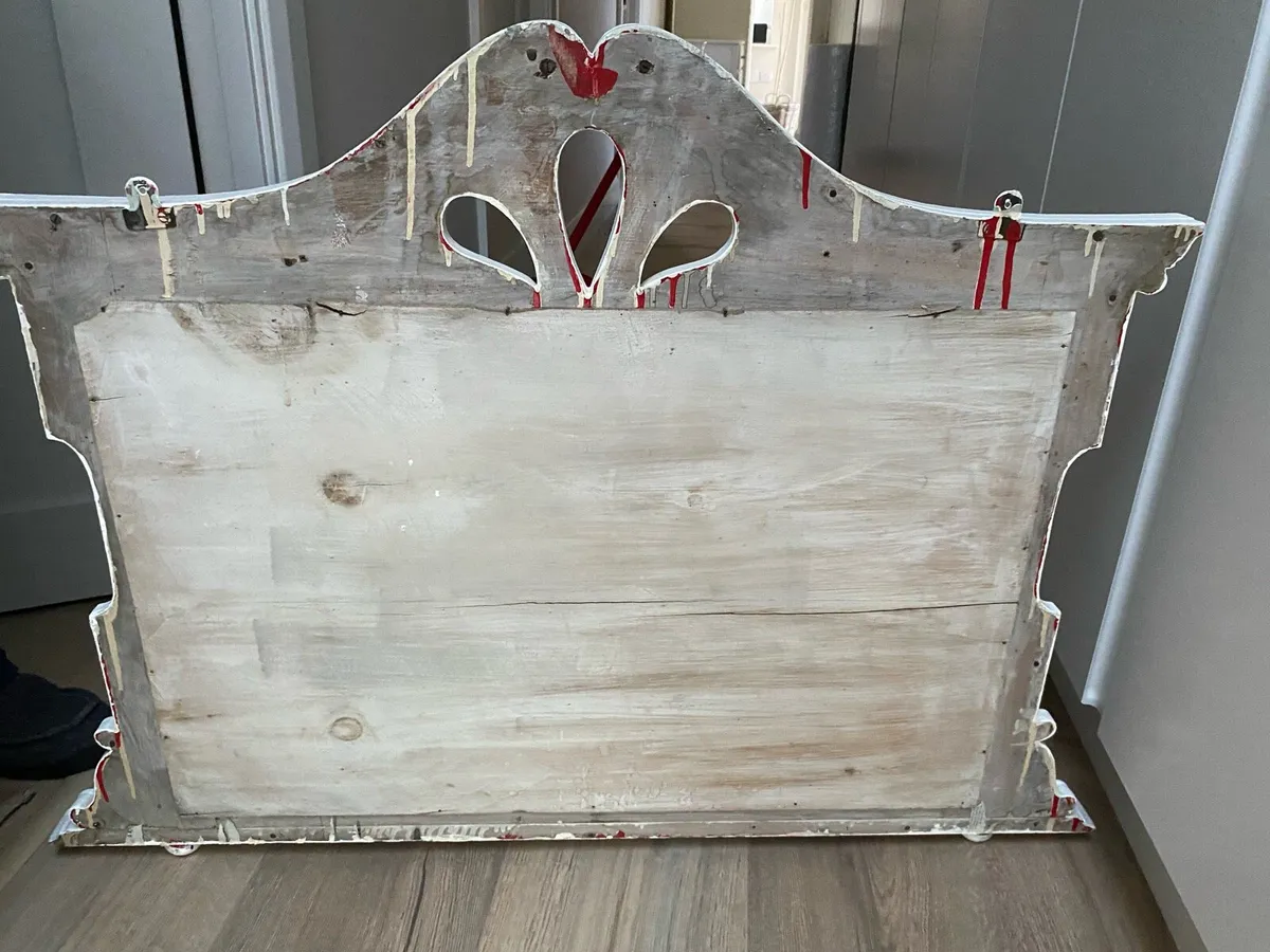 Antique painted wall-hanging mirror - Image 4
