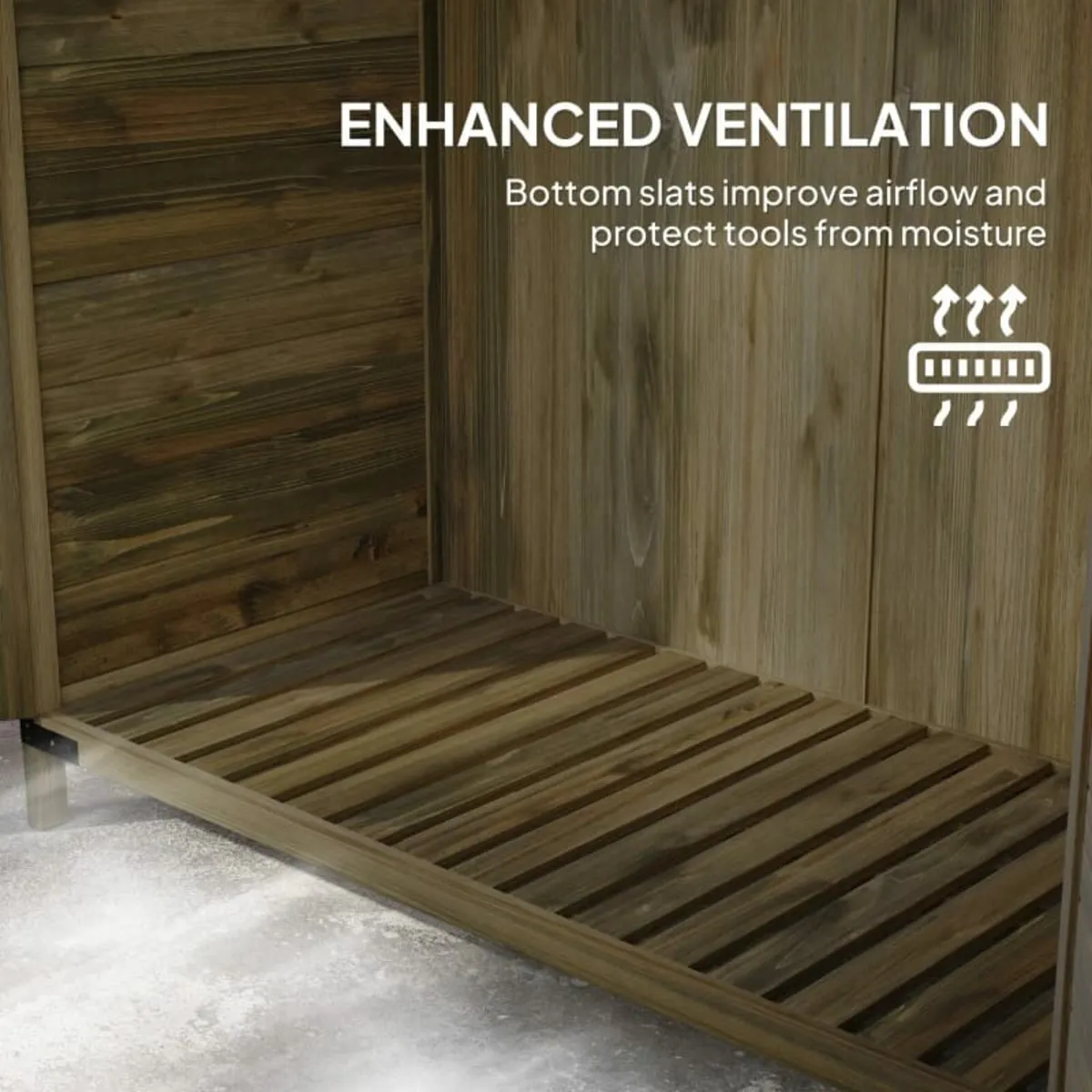 59 x 103.5 cm Two-Tier Wooden Garden Shed - Olive - Image 4