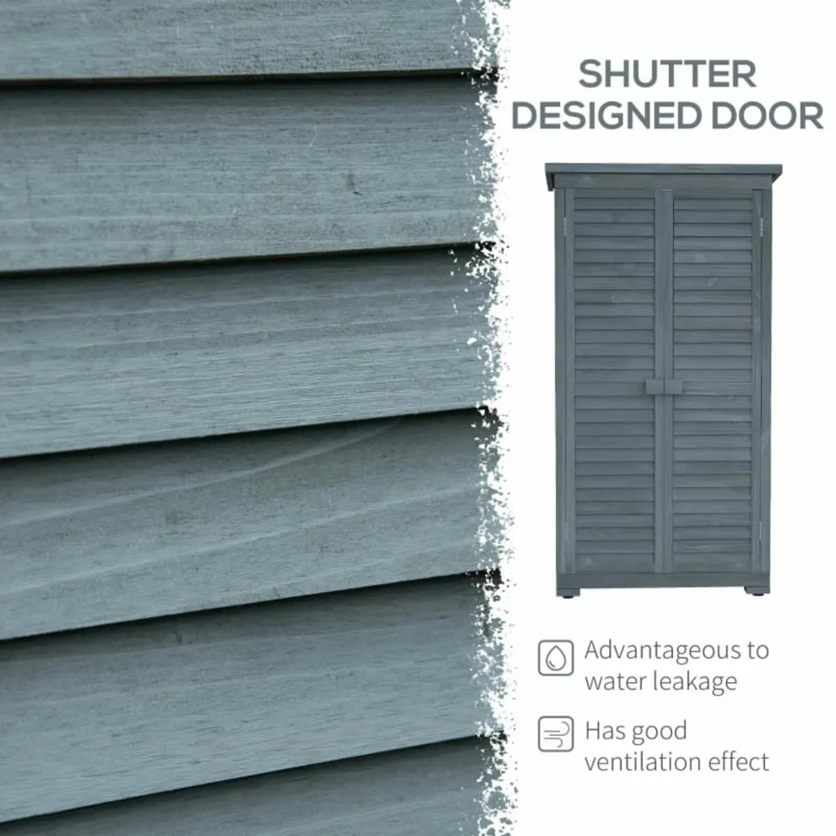39.5 x 79cm Fir Wood Garden Shed - Grey

Features: - Image 3