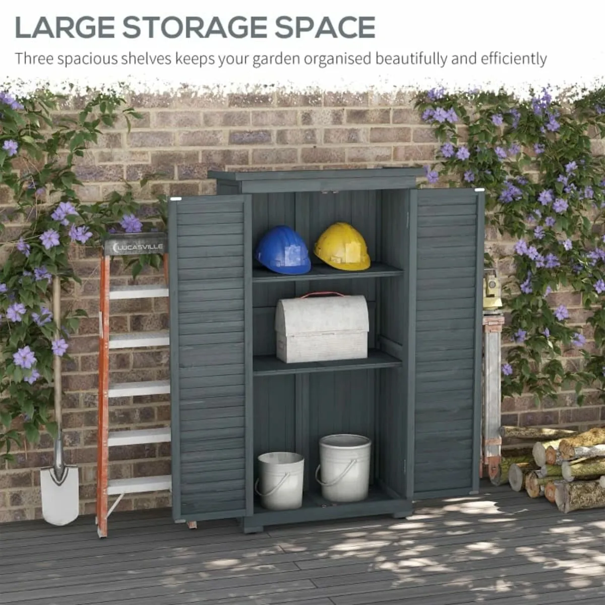 39.5 x 79cm Fir Wood Garden Shed - Grey

Features: - Image 4