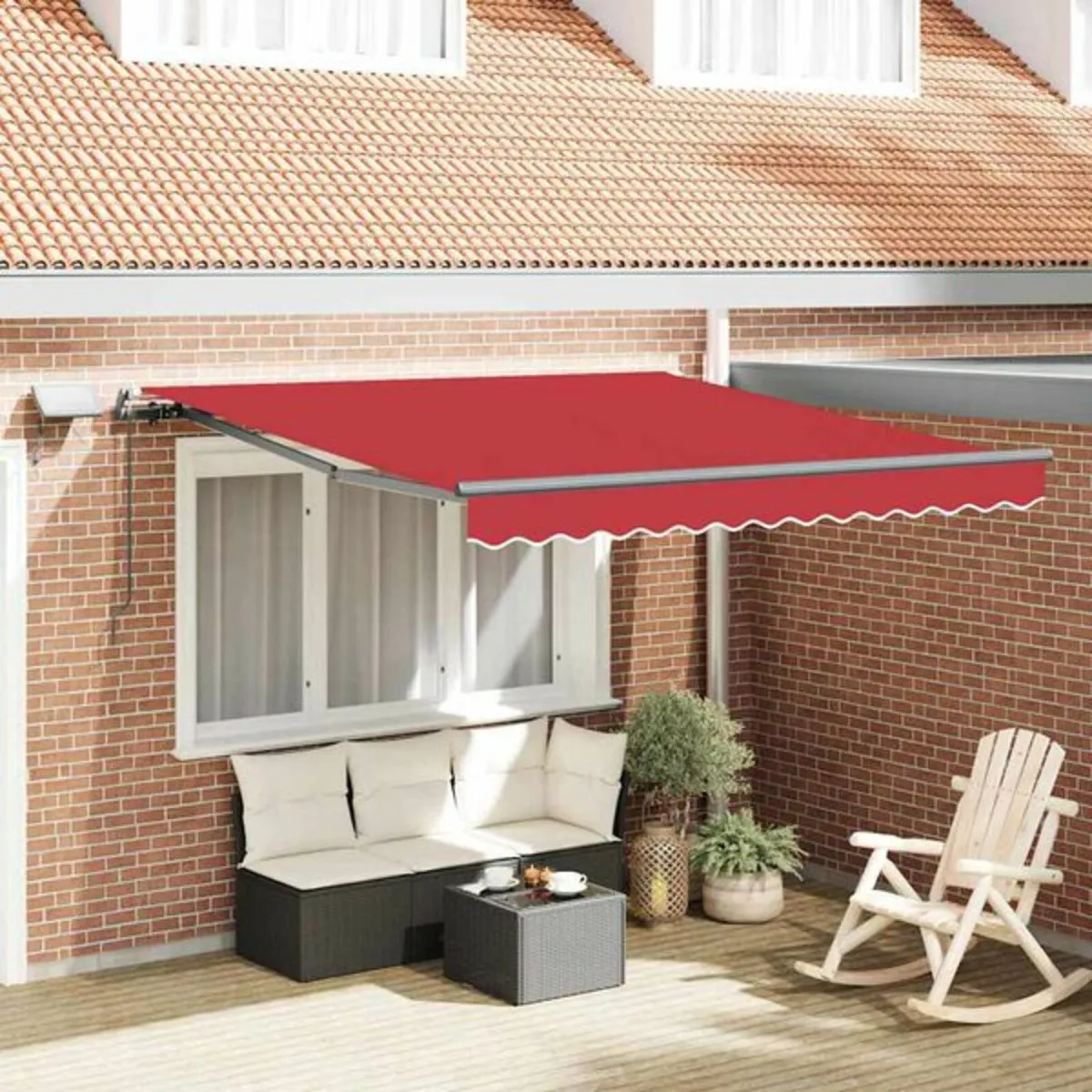 Retractable Awning Manual Red 300 x 250 cm Fabric - Image 1