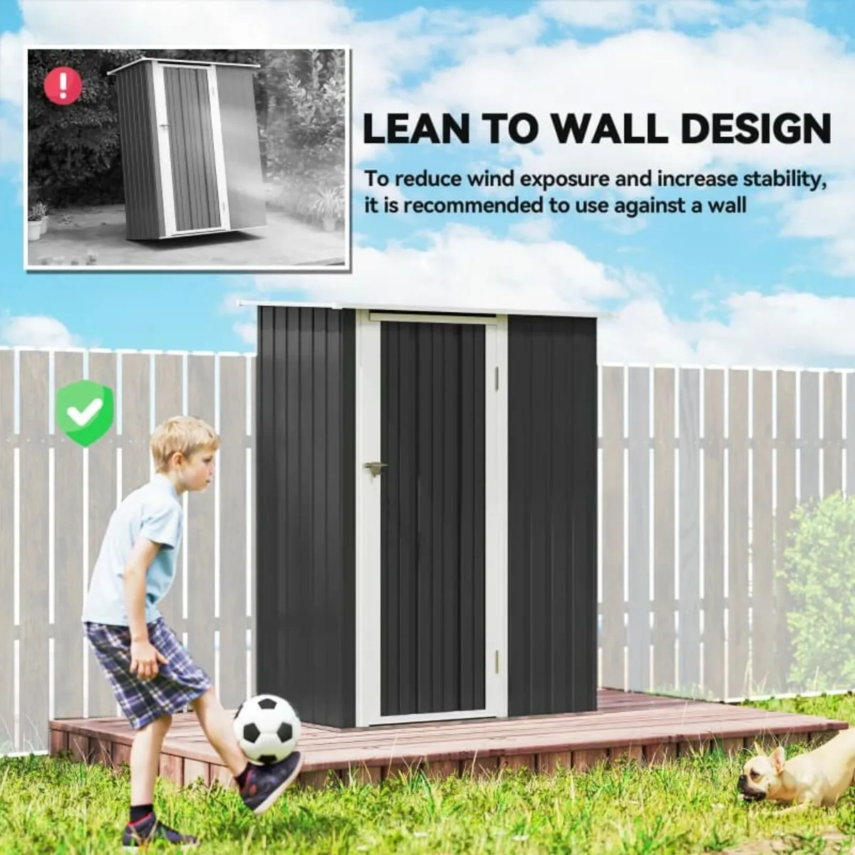 5ft x 3ft Garden Storage Shed, Outdoor Tool Shed w - Image 4