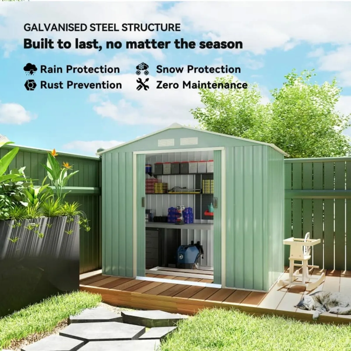 7 x 4ft Metal Garden Shed, Outdoor Storage Tool Ho - Image 3