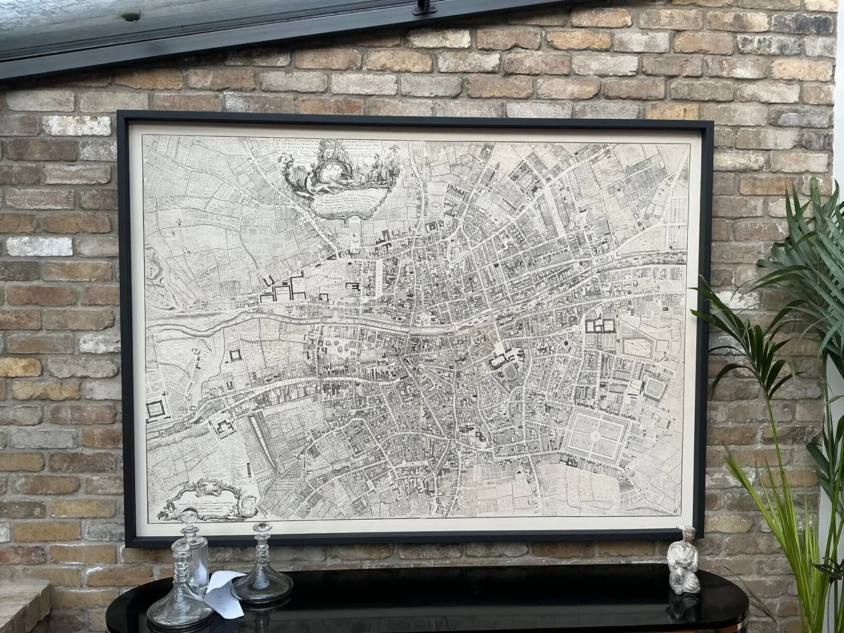 Framed Old Map of Dublin: 1756 Print John Rocque - Image 3