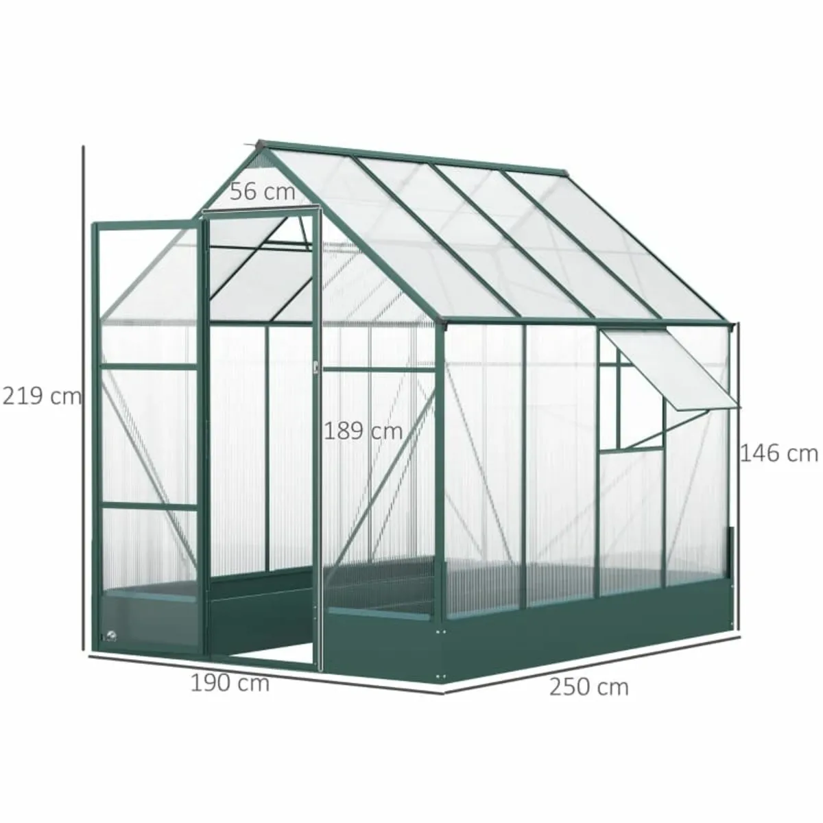Garden Walk-in Polycarbonate Greenhouse with Raise - Image 2