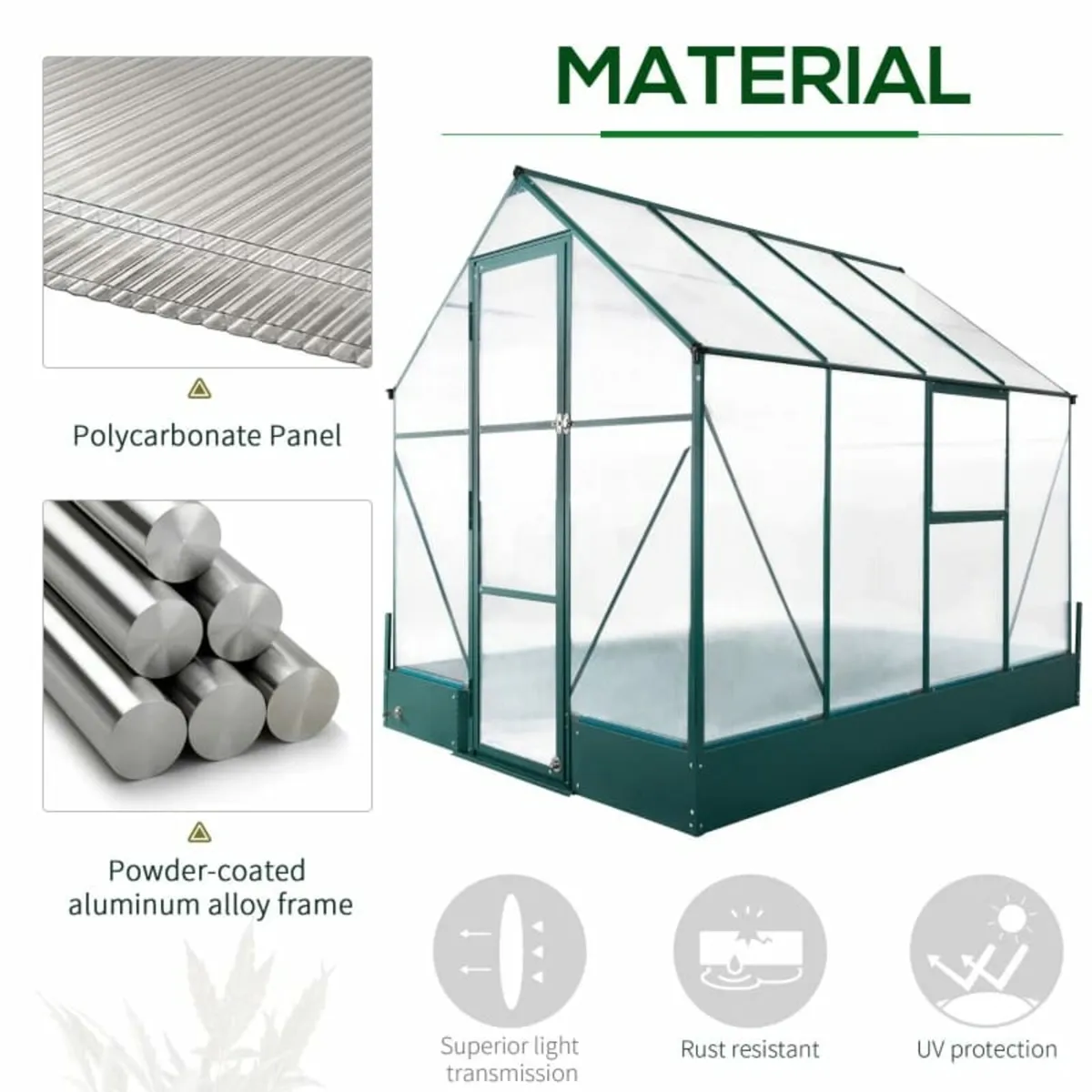 Garden Walk-in Polycarbonate Greenhouse with Raise - Image 3