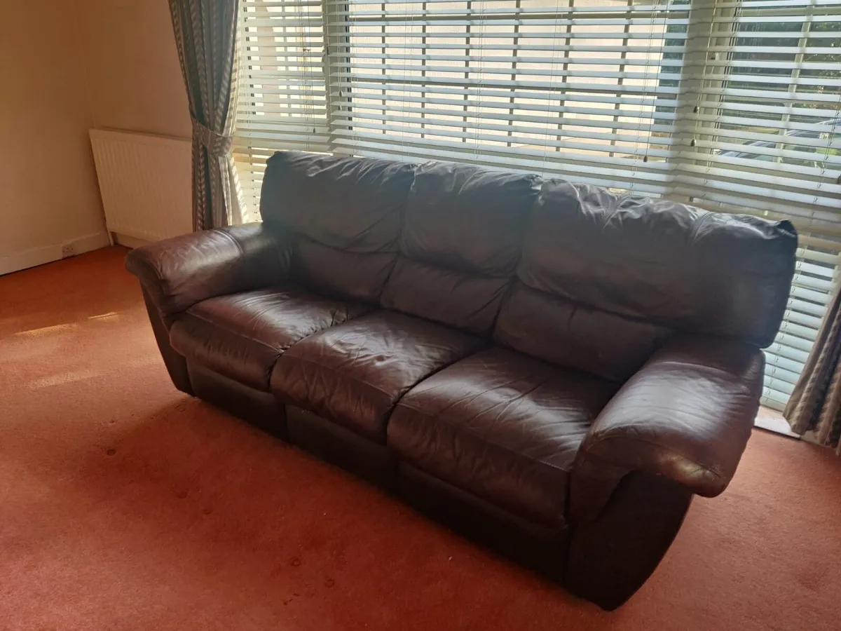 Couch 3 seater leather - free to take - Image 1