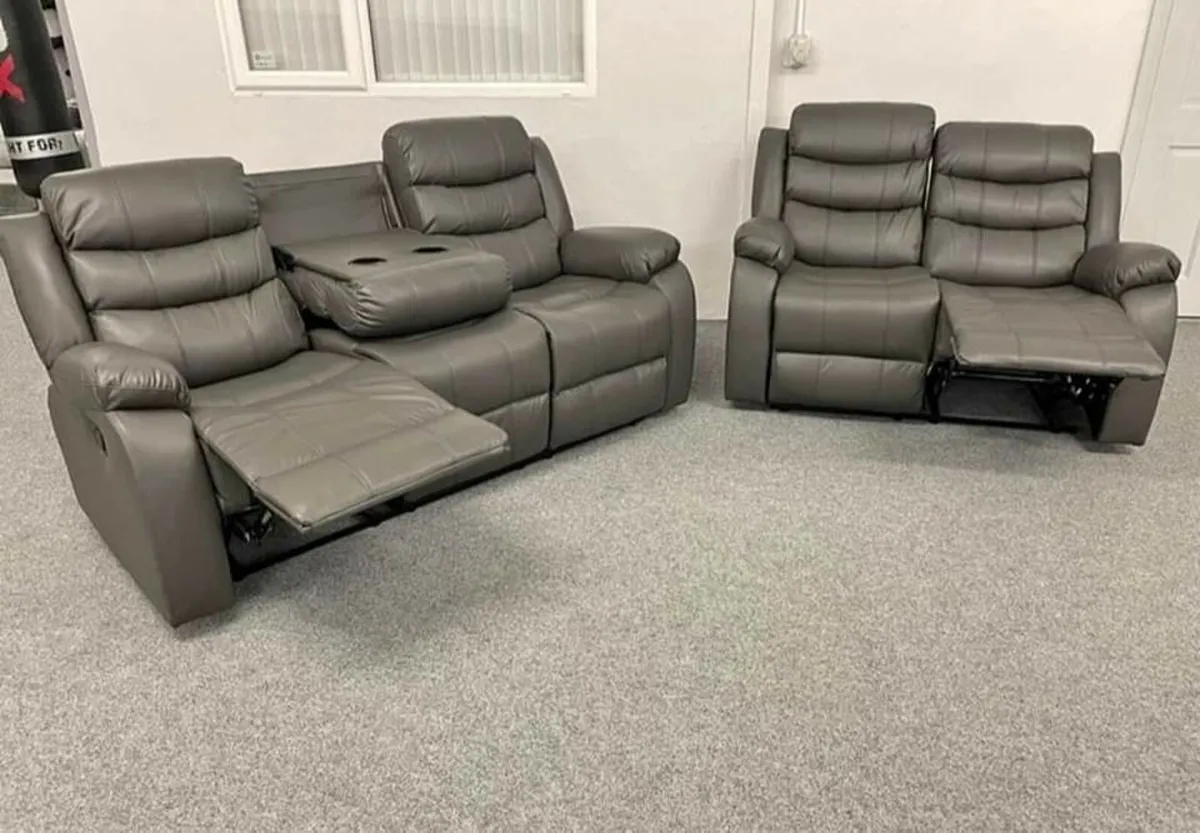 3/2 Dark Grey Manual Recliner Sofas - Image 2