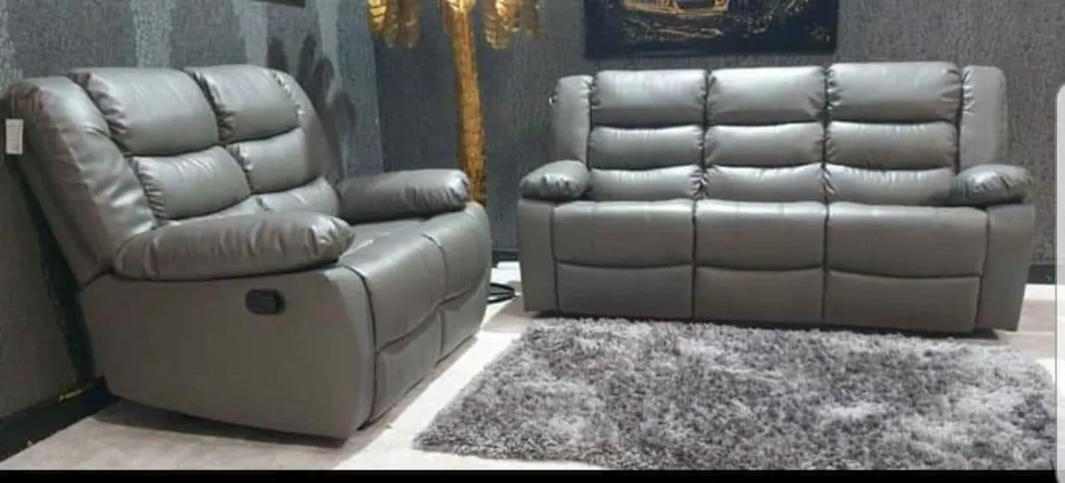 3/2 Dark Grey Manual Recliner Sofas - Image 4