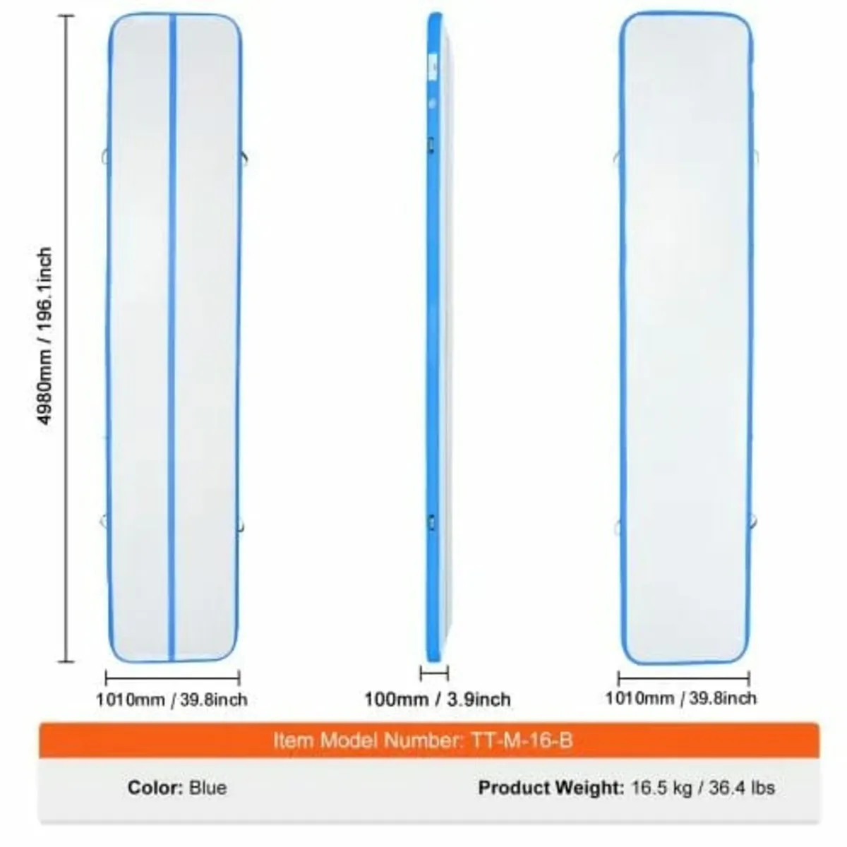 4.9 m Air Track Inflatable Training Tumbling Gymna - Image 4