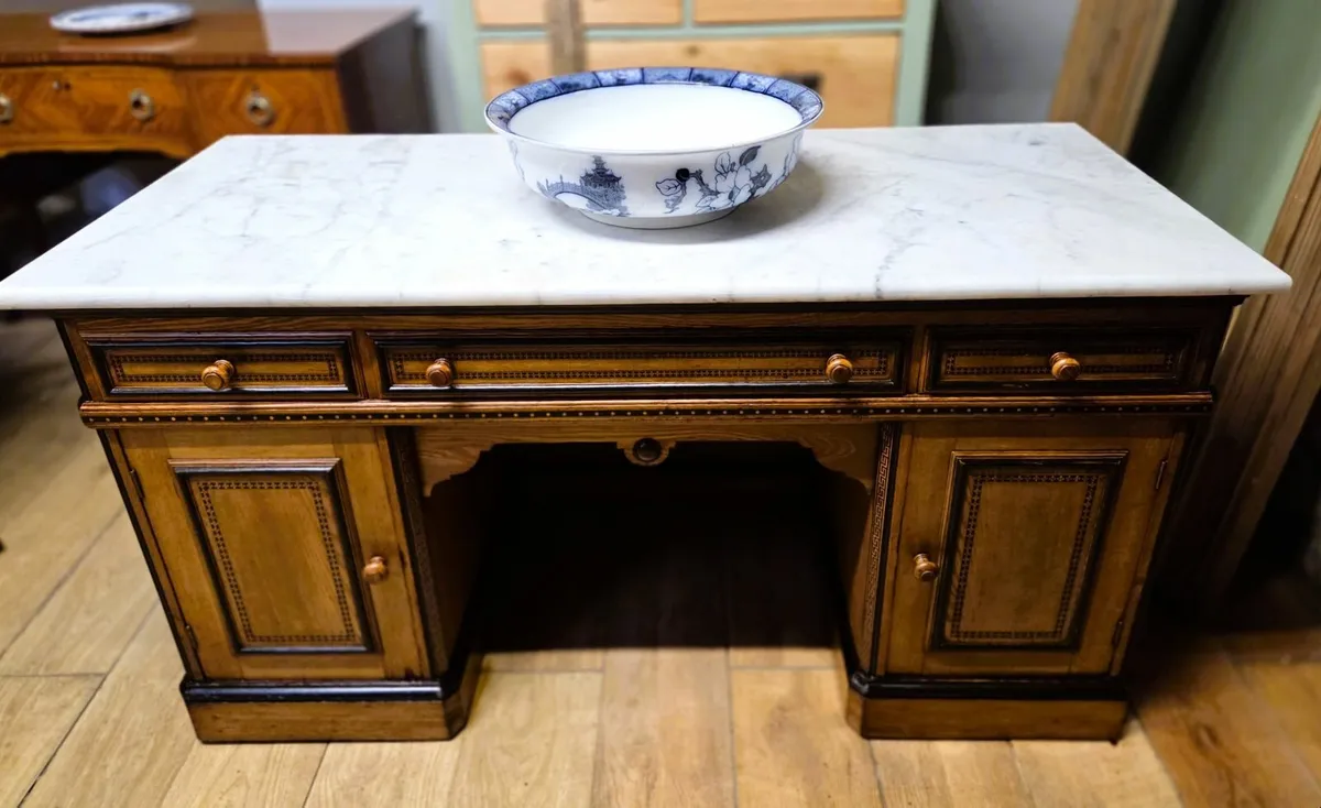 Victorian Ash & Marble Washstand- Circa 1890 - Image 2
