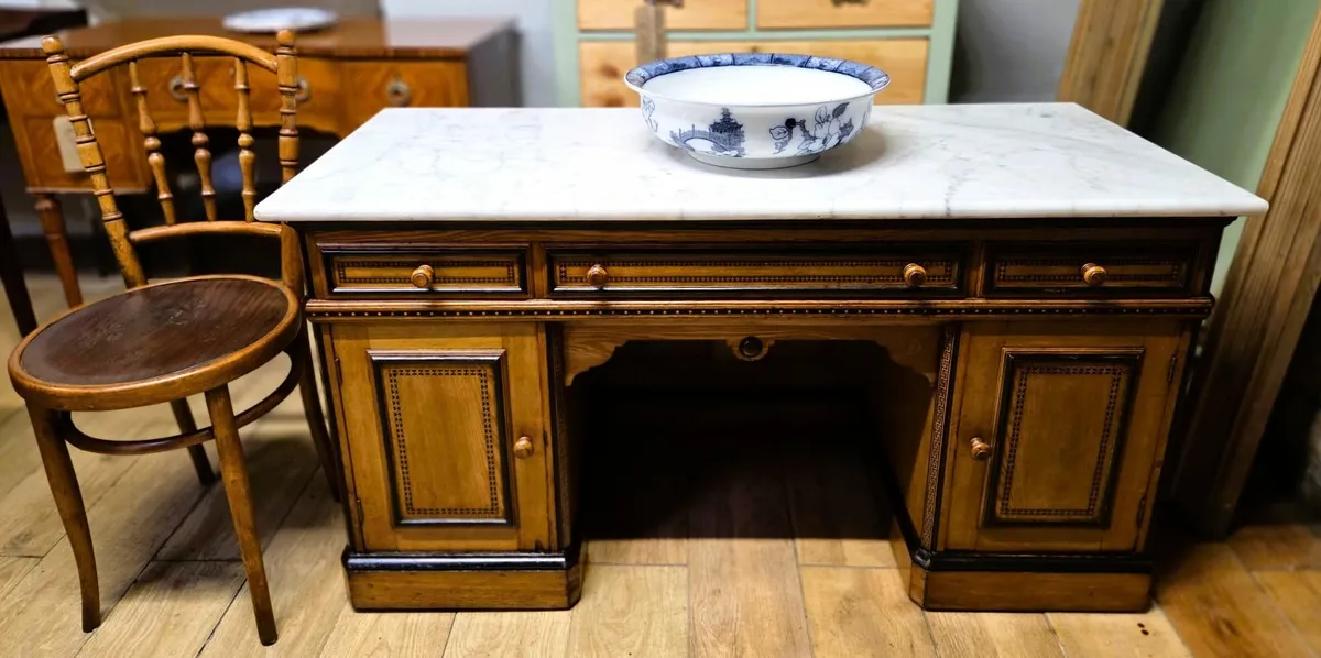 Victorian Ash & Marble Washstand- Circa 1890 - Image 4