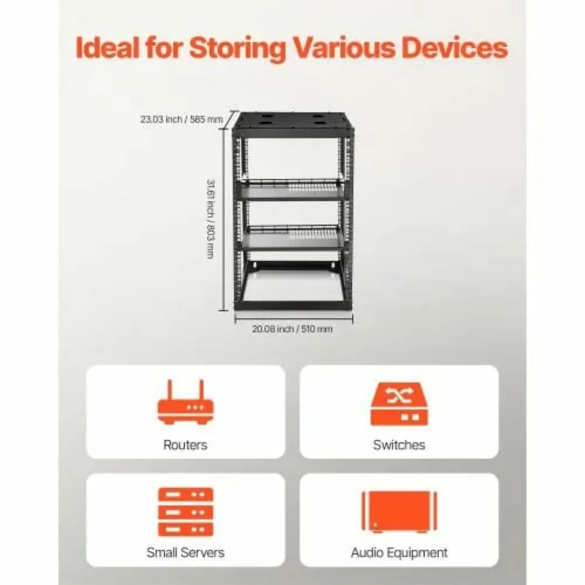 16U Open Frame Network Rack, 585 mm Depth, Wall Mo - Image 2