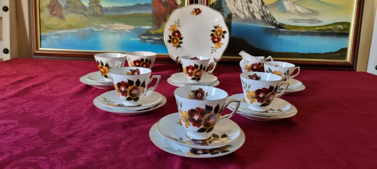 21 Pc. Royal Tara Irish Bone China Floral Tea Set - Image 1