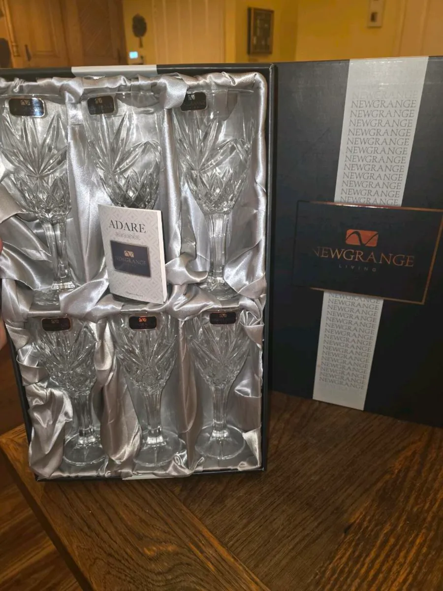 HUGE NEWGRANGE CRYSTAL, Set Of Heavy Wine Glasses - Image 1