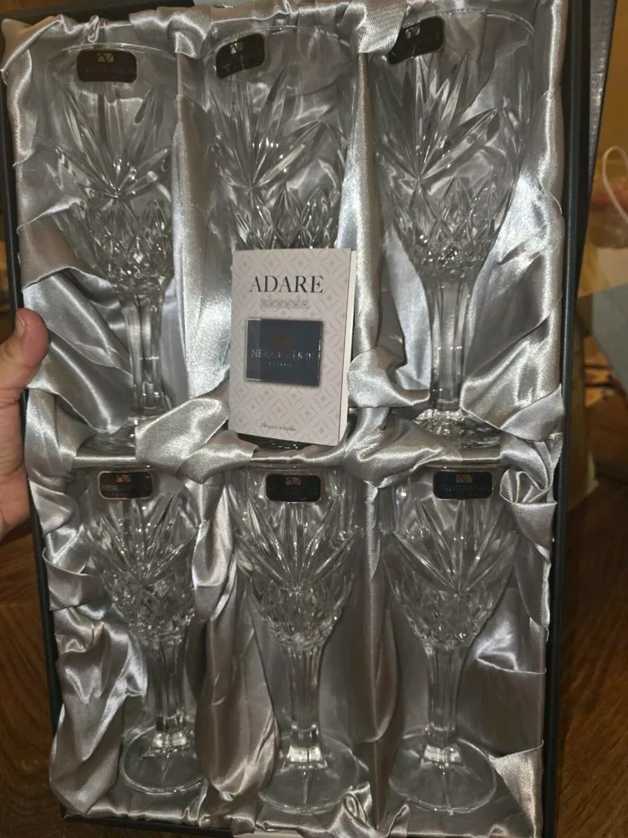 HUGE NEWGRANGE CRYSTAL, Set Of Heavy Wine Glasses - Image 2