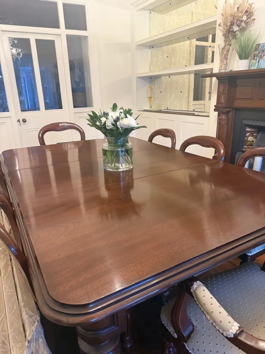 Mahogany 12 Seater Extending Dining Table & Chairs - Image 1