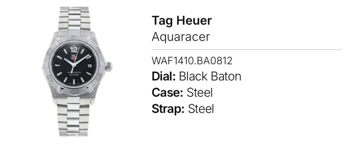 Tag Heuer Aquaracer ladies watch - Image 1