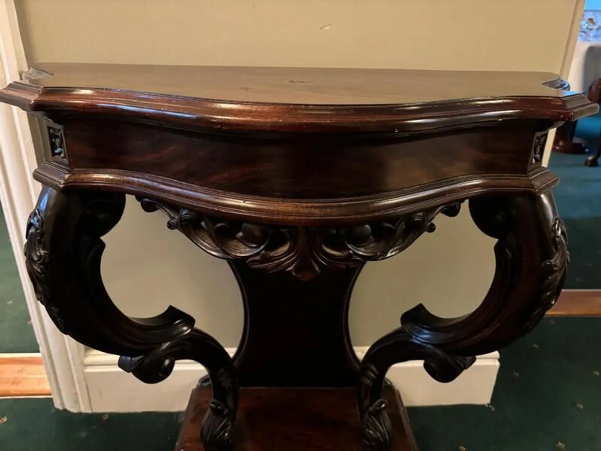 Vintage carved mahogany console table - Image 1