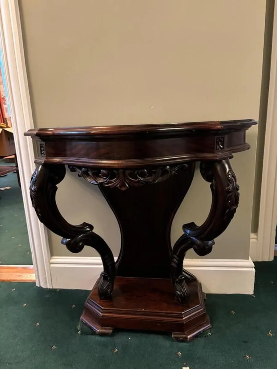 Vintage carved mahogany console table - Image 2