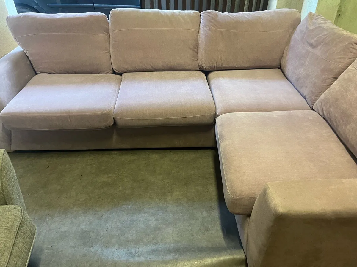 Pink/Blush corner Sofa L shaped couch - Image 1