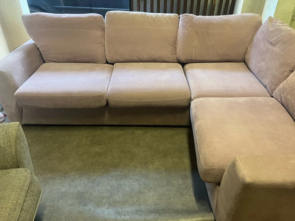 Pink/Blush corner Sofa L shaped couch - Image 2