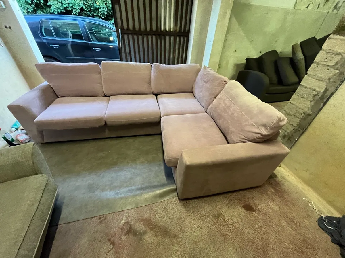 Pink/Blush corner Sofa L shaped couch - Image 3
