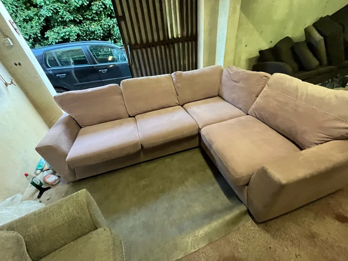 Pink/Blush corner Sofa L shaped couch - Image 4