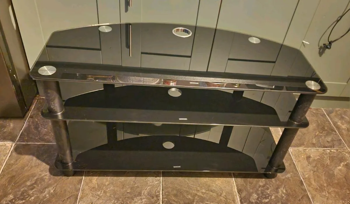 Tempered glass black TV stand