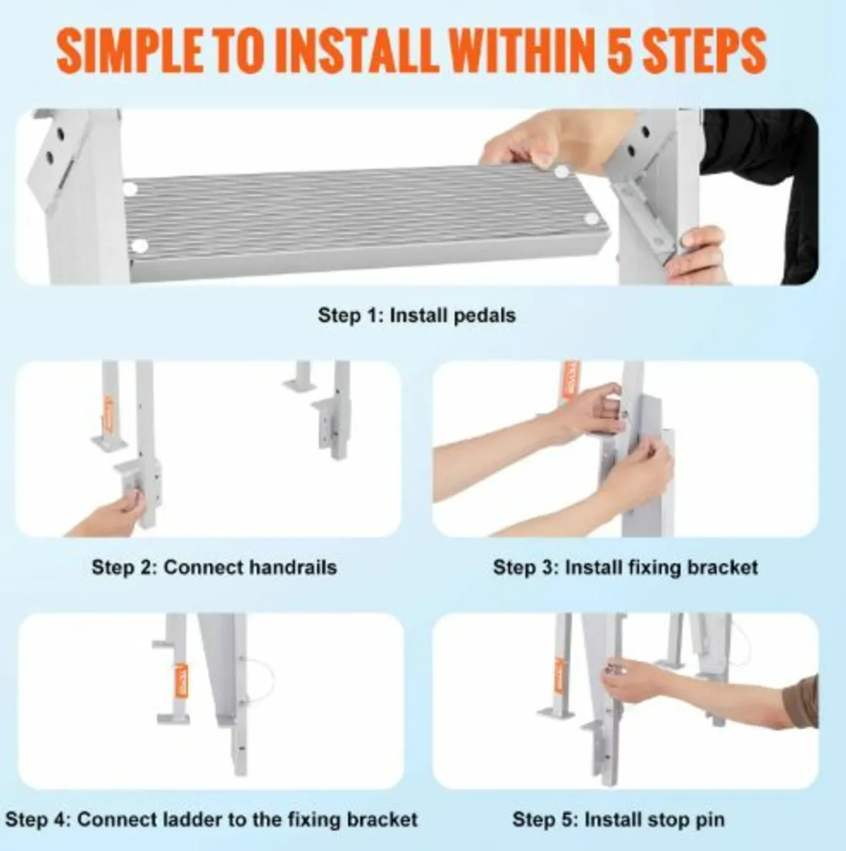 Dock Ladder Flip Up 4 Steps, 159 kg Load Capacity, - Image 4