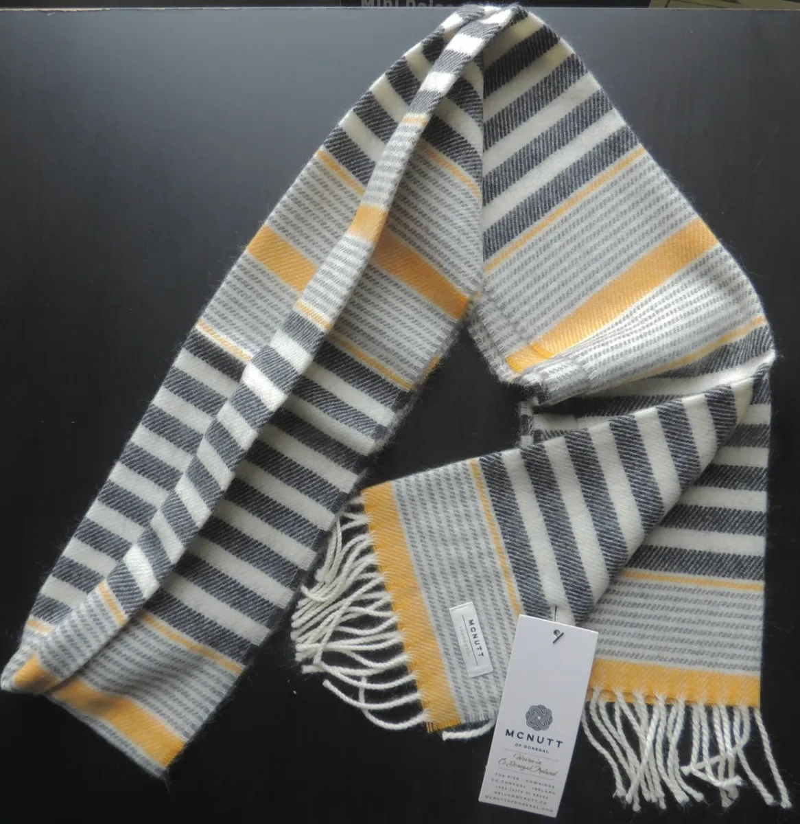 NEW w/tag, Grey Yellow Scarf  MCNUTT OF DONEGAL - Image 1