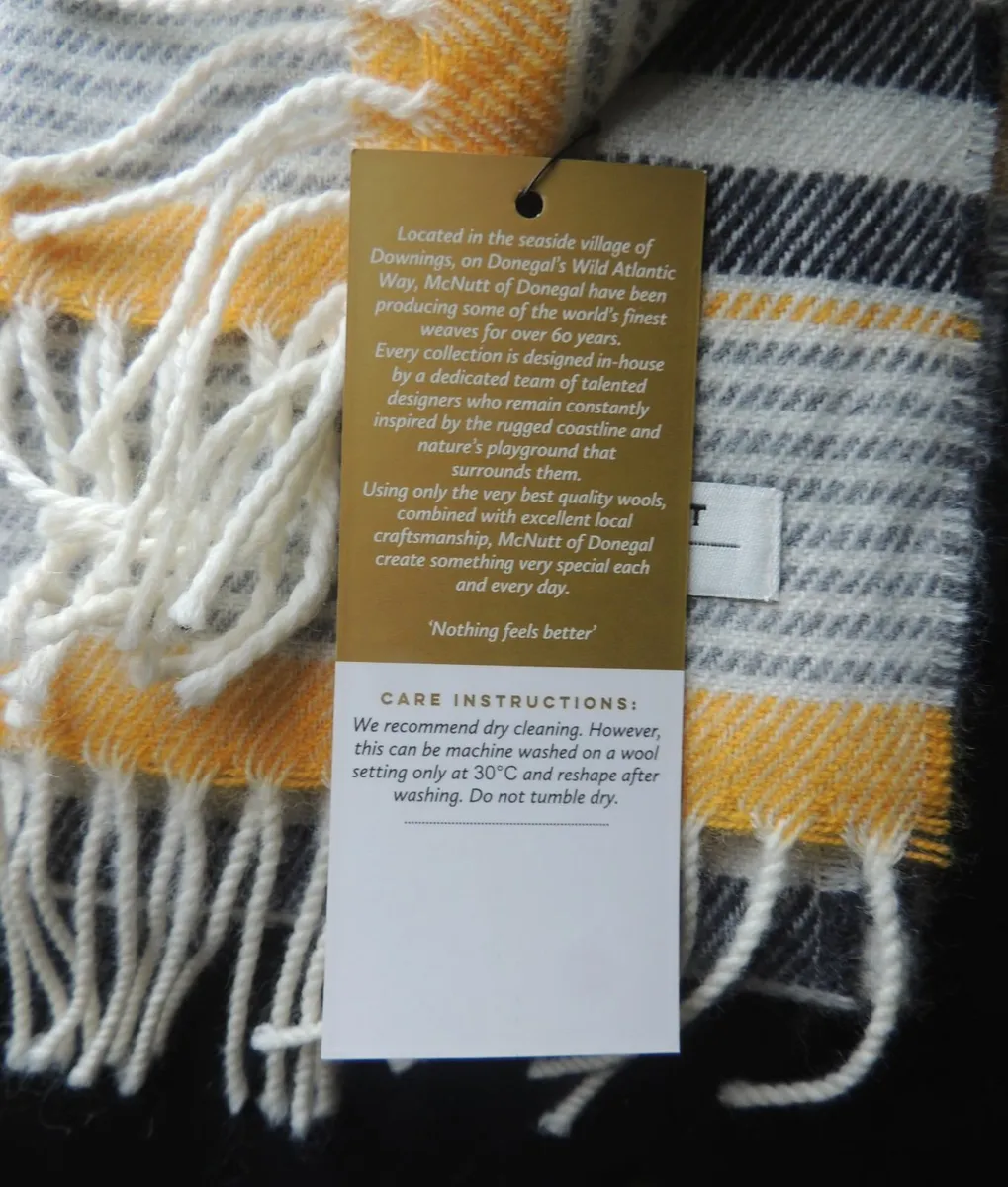 NEW w/tag, Grey Yellow Scarf  MCNUTT OF DONEGAL - Image 2