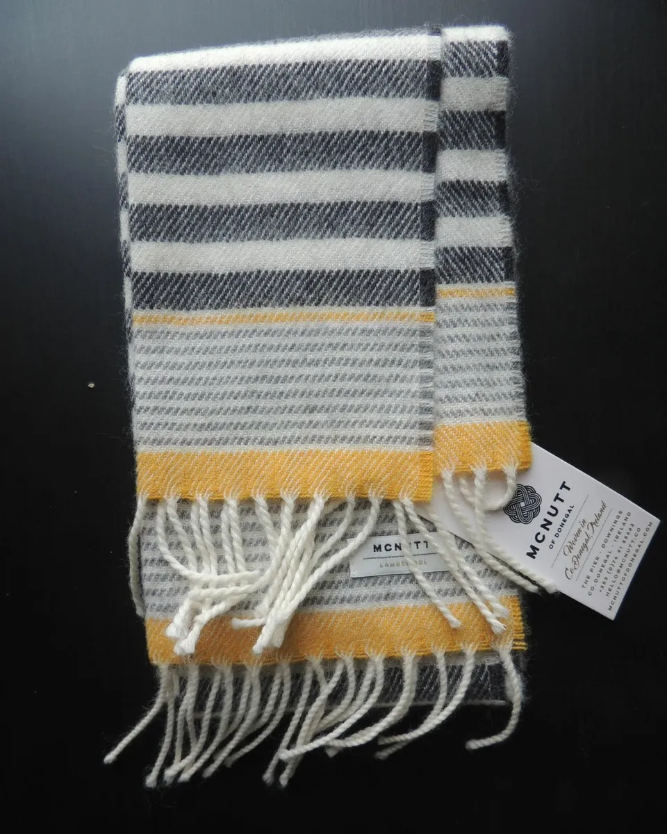 NEW w/tag, Grey Yellow Scarf  MCNUTT OF DONEGAL - Image 3