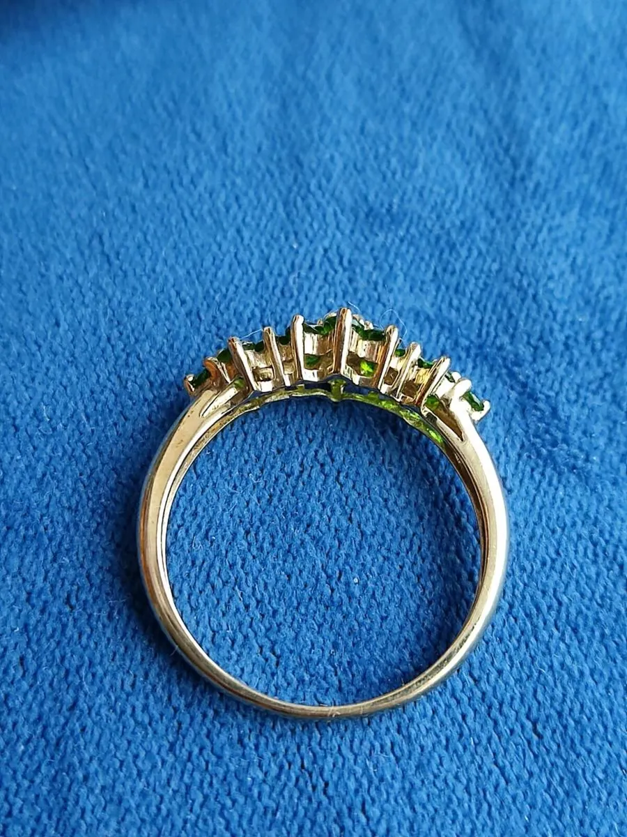 9 CT Gold Diopside ring Large size T 1/2 - Image 3