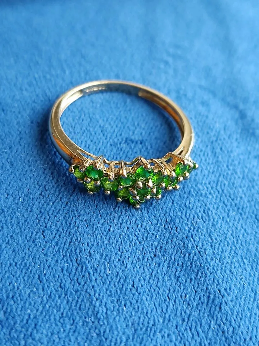 9 CT Gold Diopside ring Large size T 1/2 - Image 4