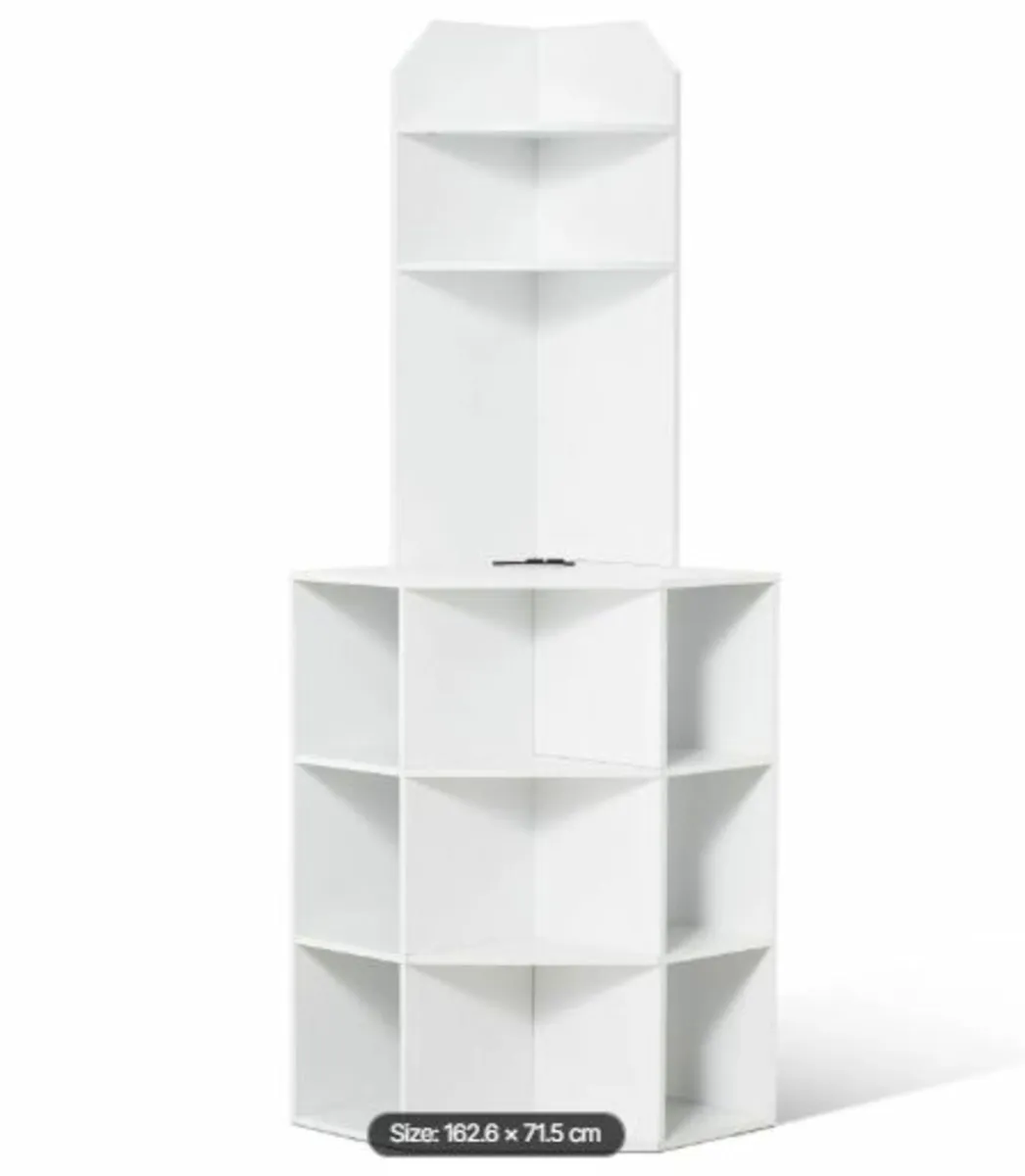 64" Tall Corner Storage Cabinet, 6 Tiers Wooden - Image 1