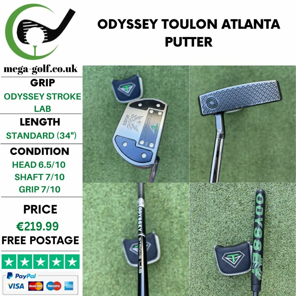 Odyssey Toulon Atlanta Putter / 34″ - Image 1