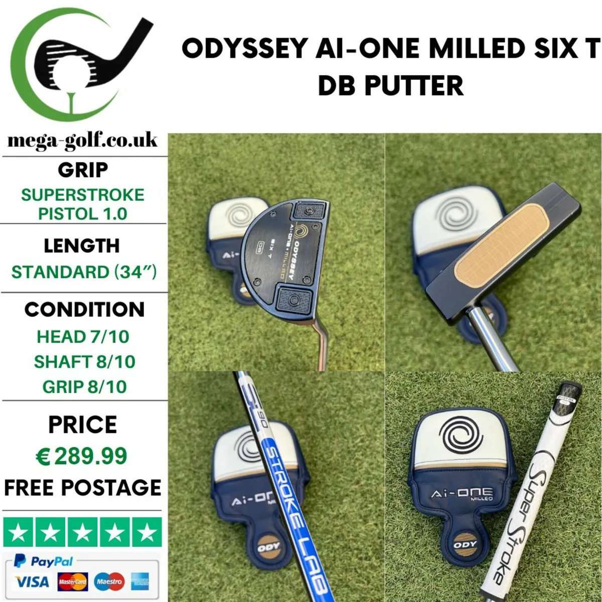 Odyssey Ai-One Milled Six T Db Putter / 34″ - Image 1