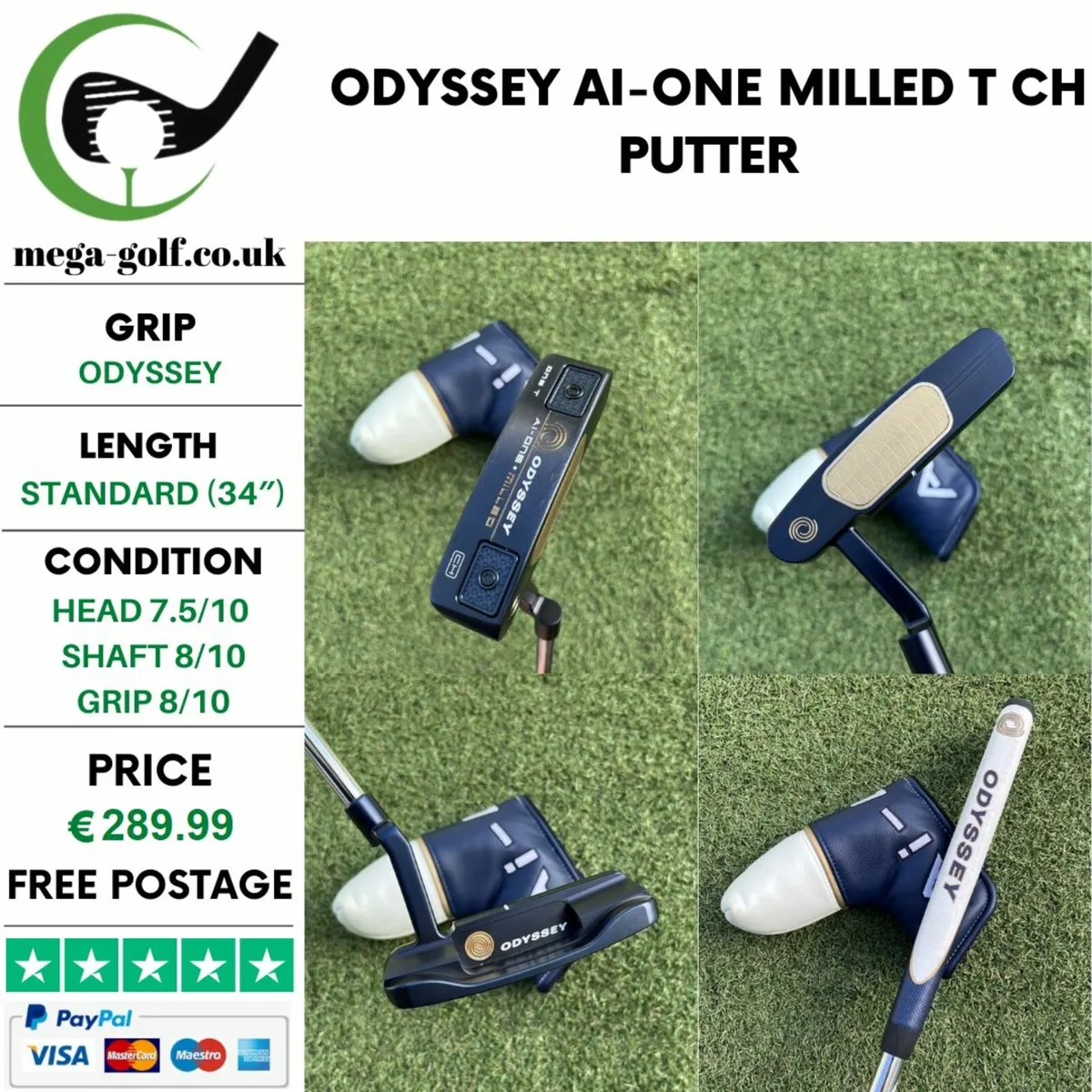 Odyssey Ai-One Milled T Ch Putter / 34″ - Image 1